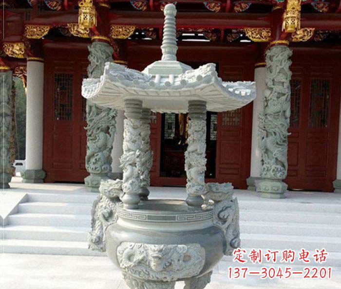 安阳仿古龙浮雕寺庙石香炉