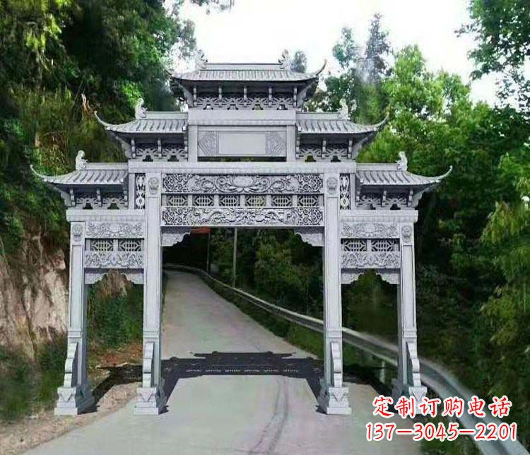 安阳仿古三门牌坊石雕