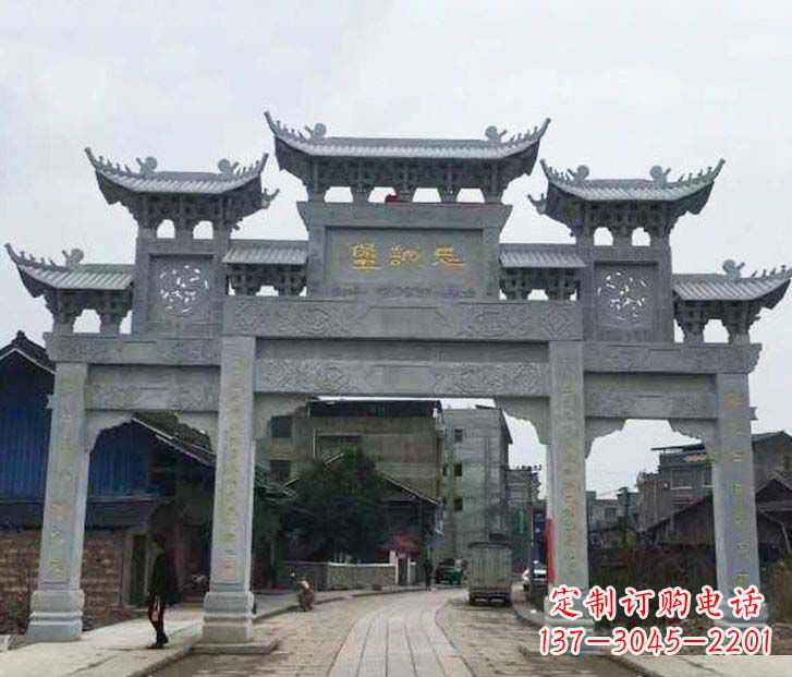 安阳仿古三门五楼牌坊石雕
