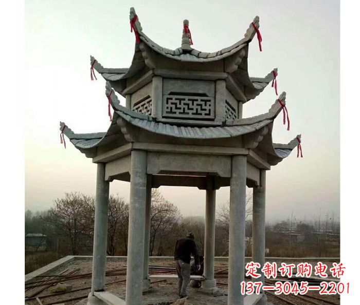 安阳仿古双层石雕凉亭 (4)