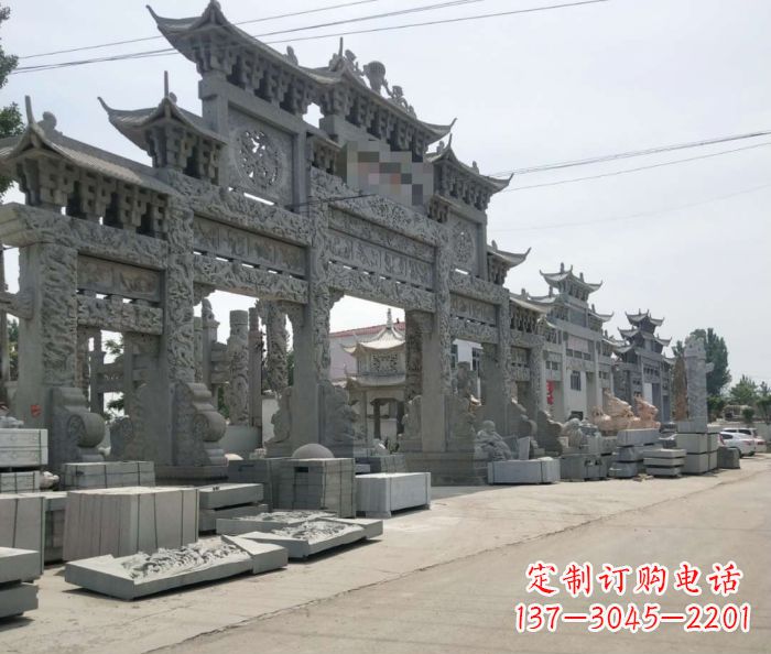 安阳仿古五门石雕牌坊