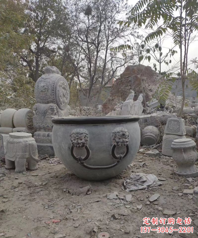 安阳仿古鱼缸雕塑园林景观水缸石雕