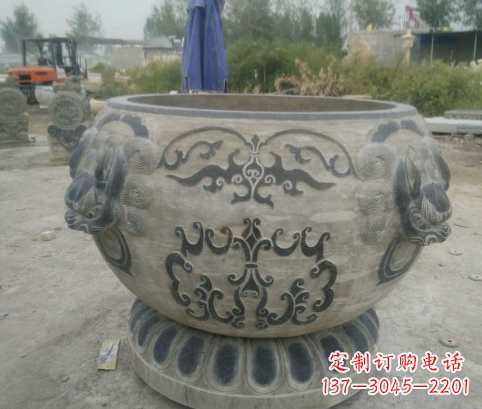 安阳仿古圆形水缸石雕 (3)