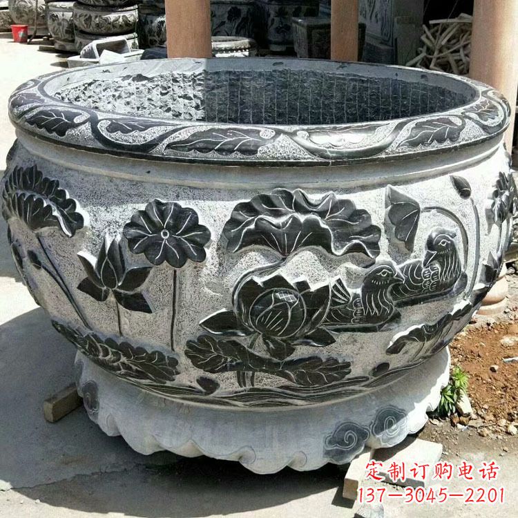 安阳仿古圆形鱼缸石雕