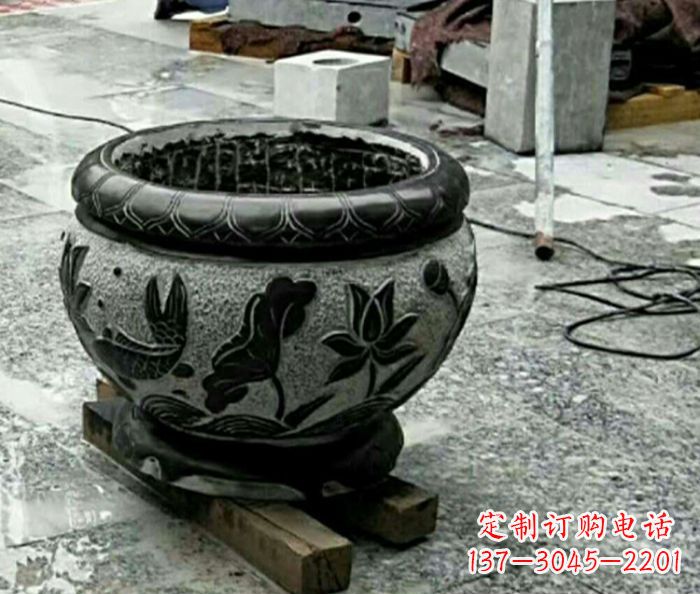安阳仿古招财水缸石雕 (2)