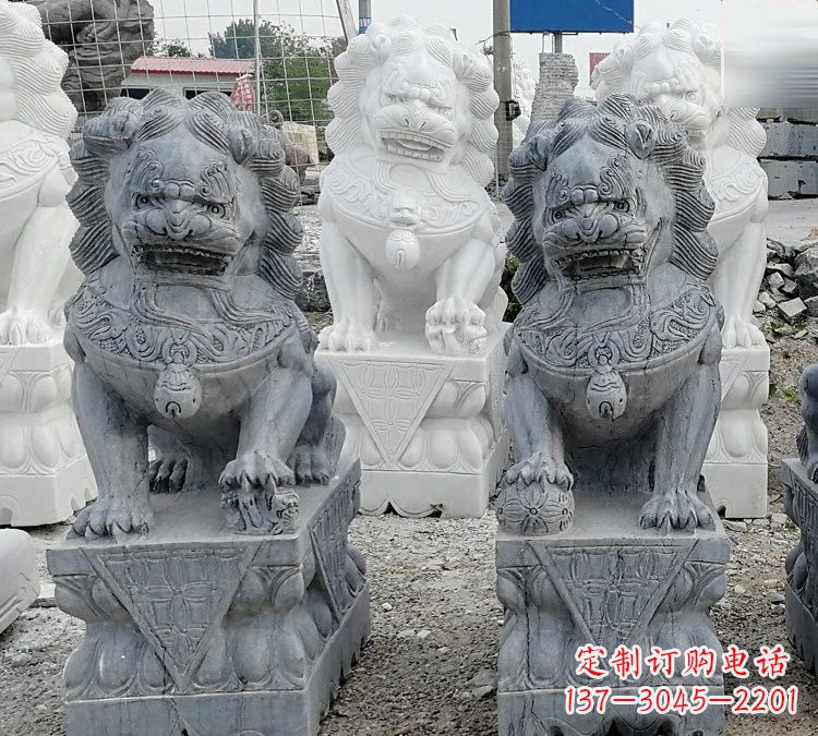 安阳仿古做旧青石雕刻的狮子