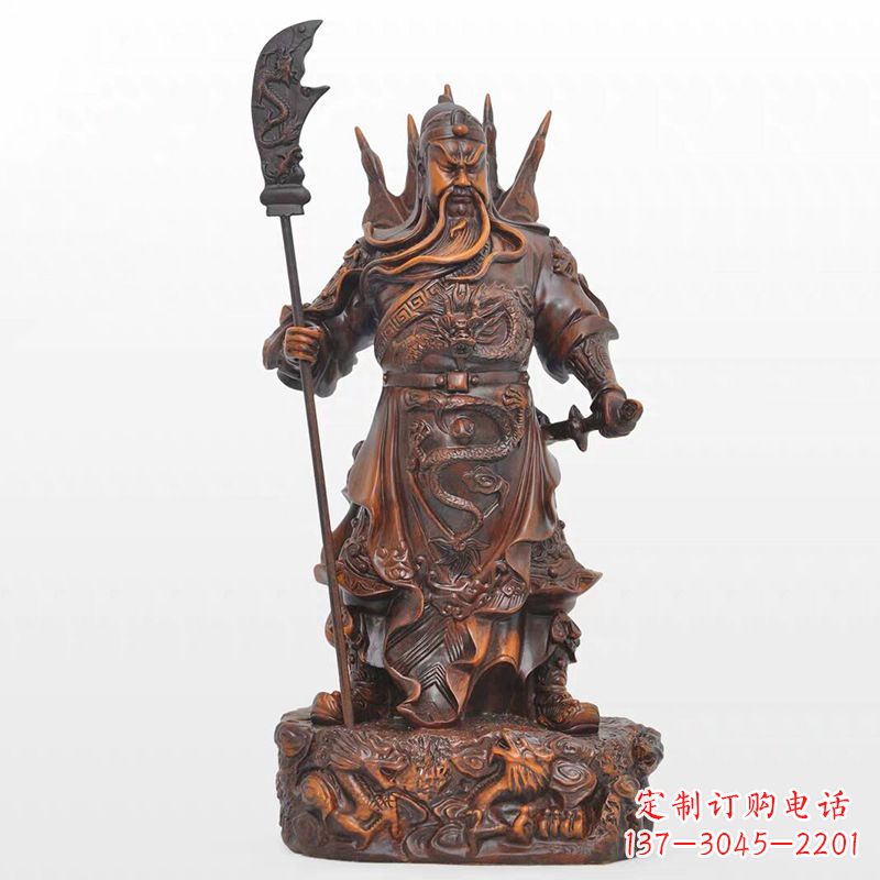 安阳仿木关公铜雕像