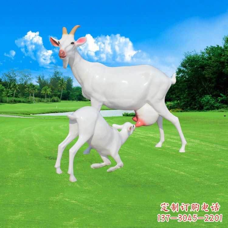 安阳仿真羊羔羊跪乳玻璃钢雕塑