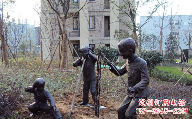 安阳放鞭炮的儿童公园景观铜雕