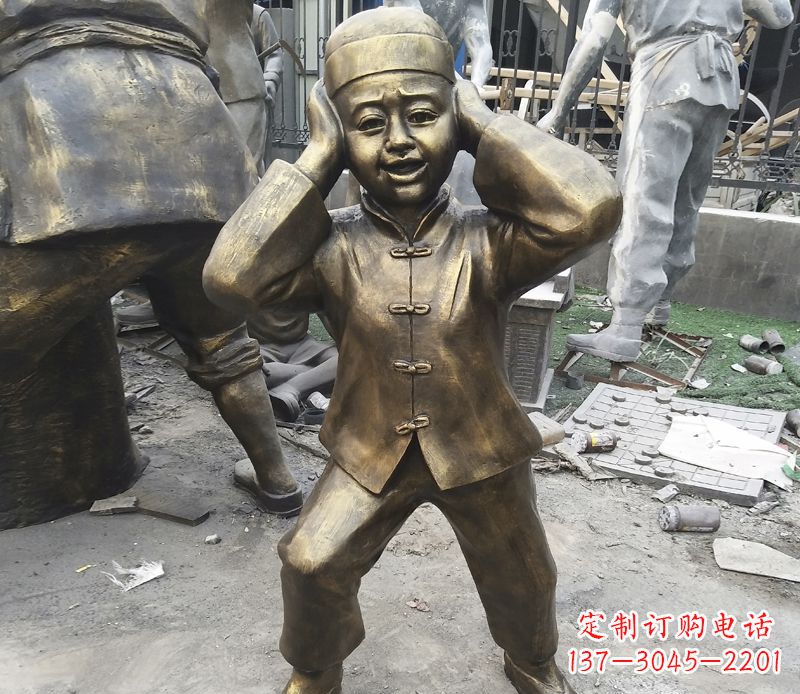 安阳放鞭炮的儿童铜雕