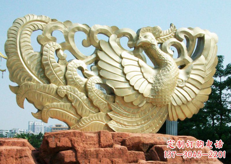 安阳凤凰古代神兽铜雕