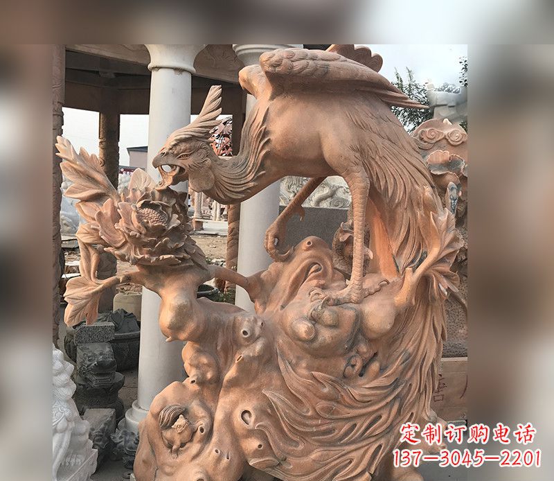 安阳凤凰牡丹石雕