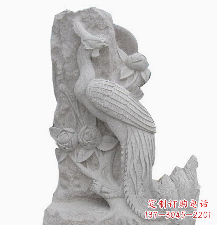 安阳凤凰牡丹石雕222