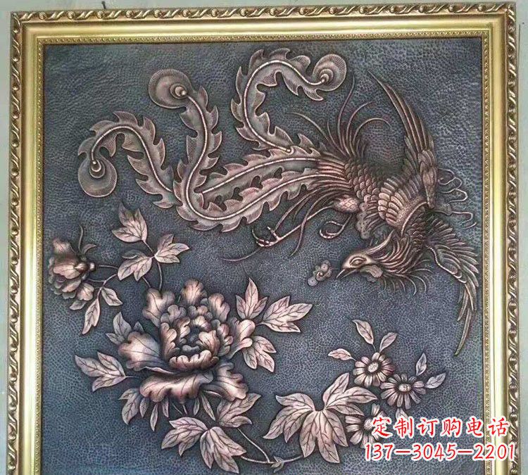 安阳凤凰牡丹铜浮雕