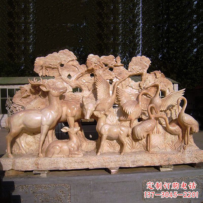 安阳福禄寿鹿鹤松蝙蝠石雕
