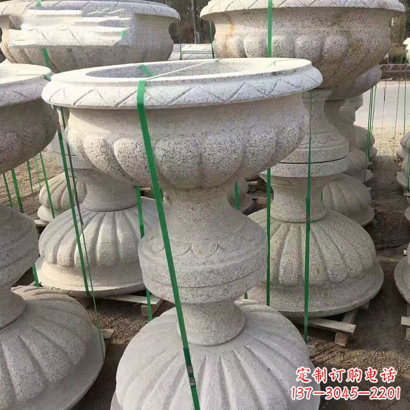 安阳高墩砂岩石雕花盆