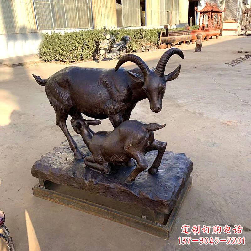 安阳羔羊跪乳铜雕-学校校园文化景观雕塑摆件