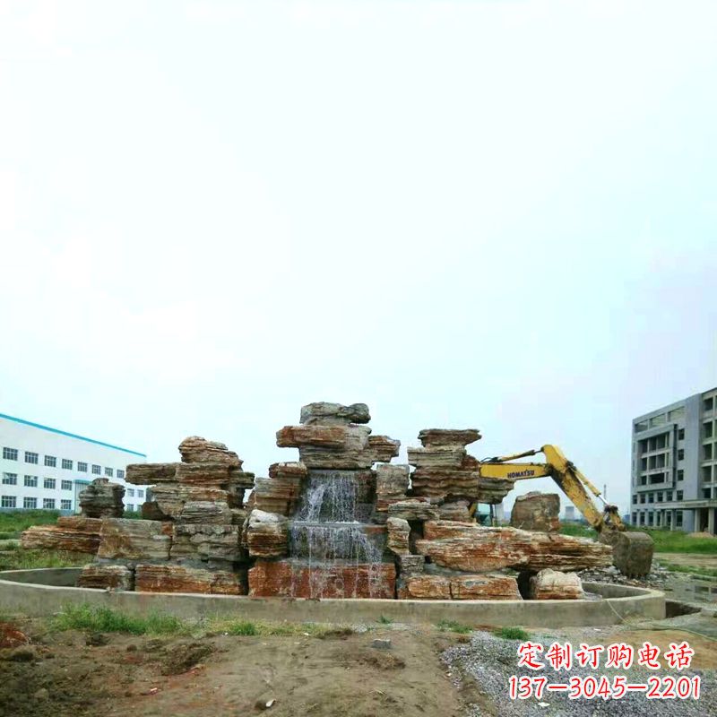 安阳工厂园林千层石流水假山景观