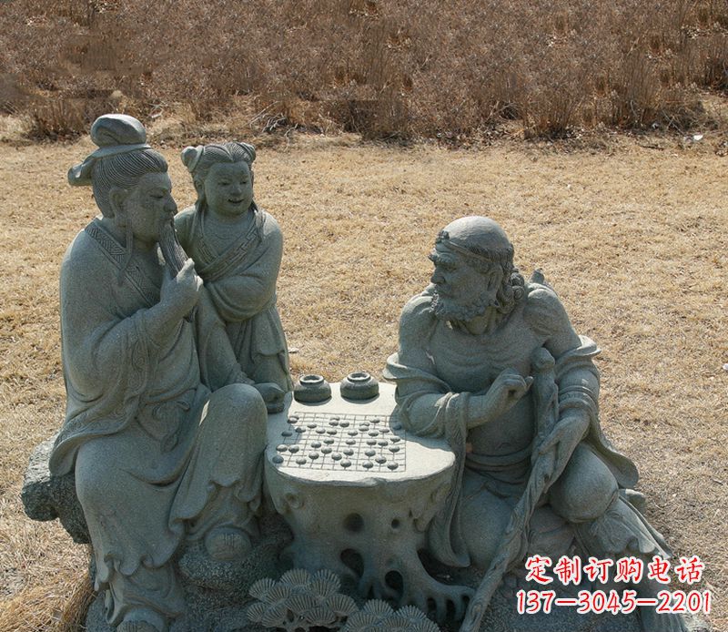 安阳公园八仙下棋小品铜雕