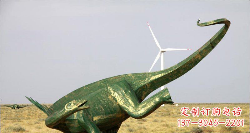 安阳公园奔跑的恐龙动物铜雕