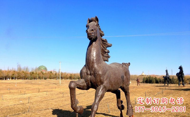 安阳公园奔跑的马动物铜雕 (3)