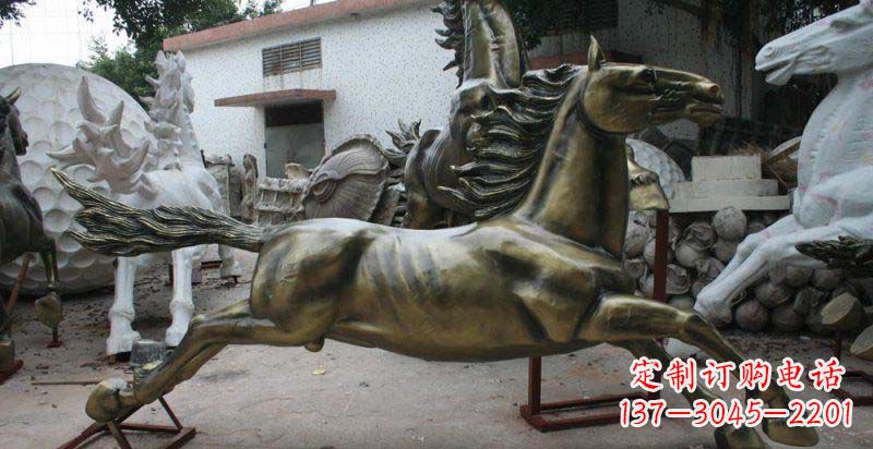 安阳公园奔跑的马动物铜雕