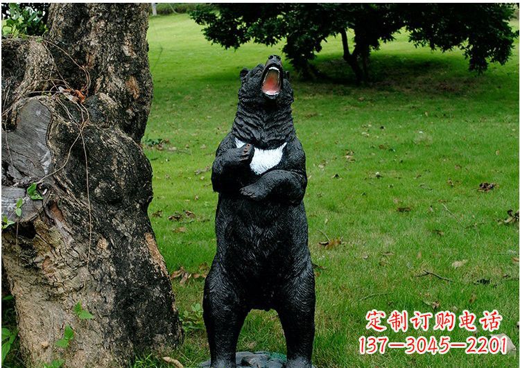 安阳公园玻璃钢仿真黑熊雕塑