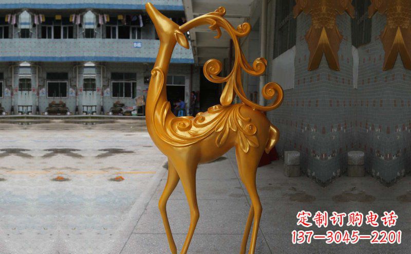 安阳公园玻璃钢小鹿雕塑