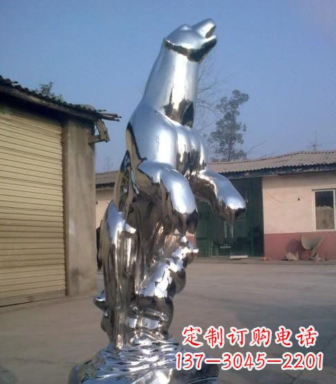 安阳公园不锈钢抽象北极熊动物雕塑