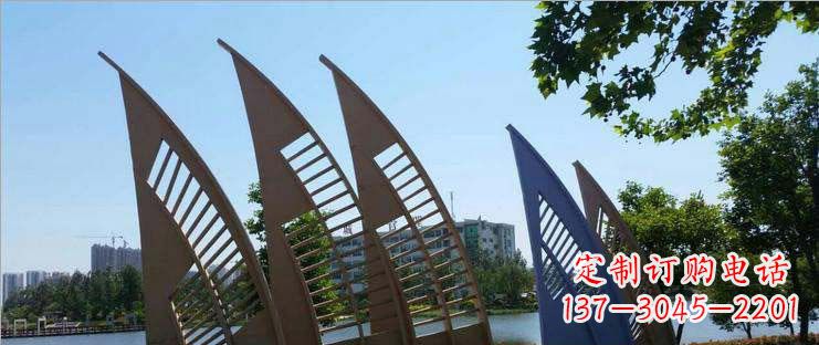 安阳公园不锈钢抽象船帆雕塑