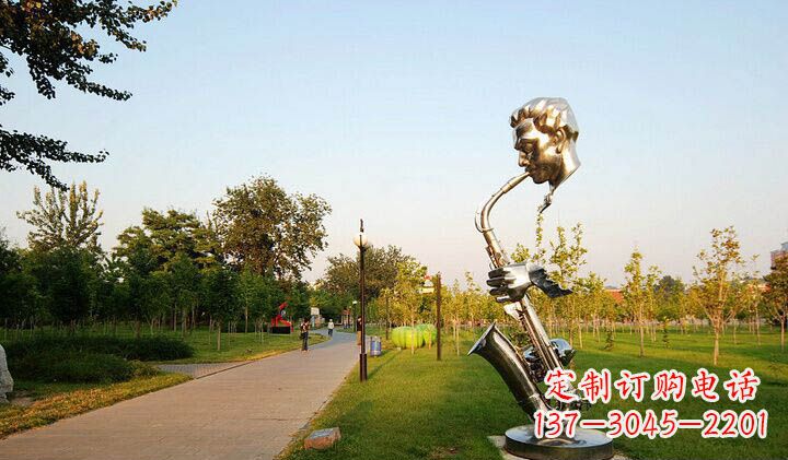 安阳公园不锈钢抽象吹萨克斯雕塑