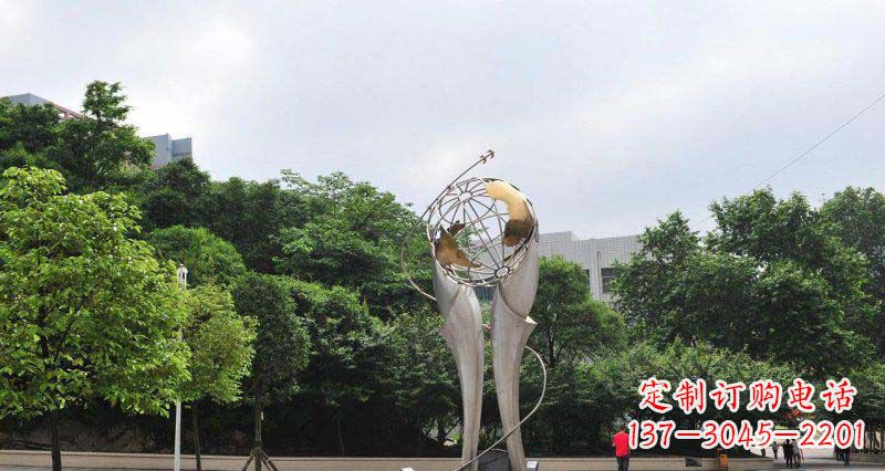 安阳公园不锈钢抽象地球雕塑