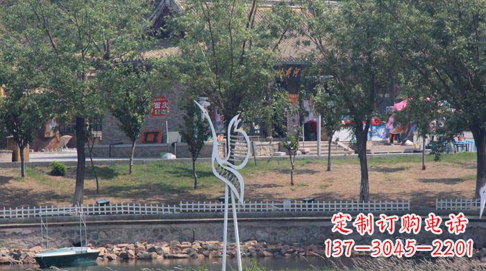 安阳公园不锈钢抽象动物仙鹤雕塑