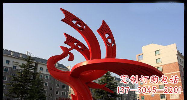 安阳公园不锈钢抽象凤凰雕塑