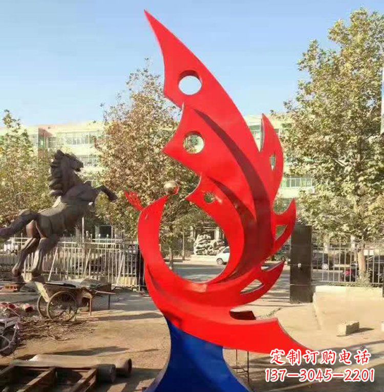 安阳公园不锈钢抽象凤凰雕塑 (2)
