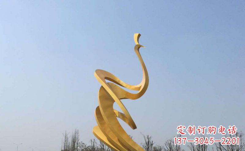 安阳公园不锈钢抽象凤凰雕塑 (4)