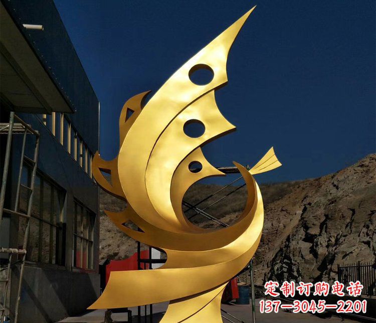 安阳公园不锈钢抽象凤凰景观雕塑 (2)