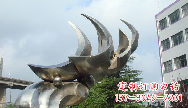 安阳公园不锈钢抽象海浪海鸥雕塑
