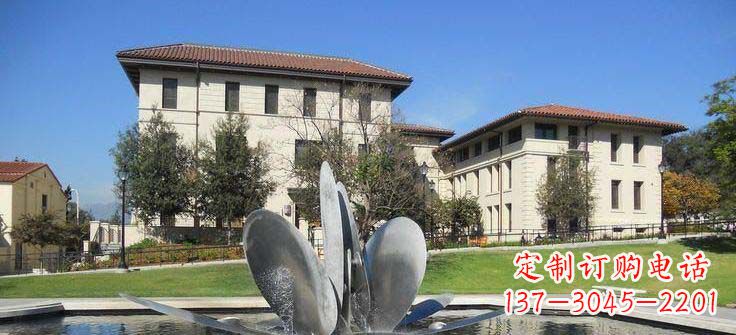 安阳公园不锈钢抽象花朵喷泉雕塑
