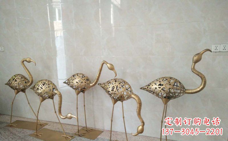 安阳公园不锈钢抽象火烈鸟动物雕塑