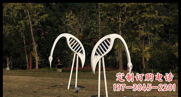 安阳公园不锈钢抽象仙鹤雕塑