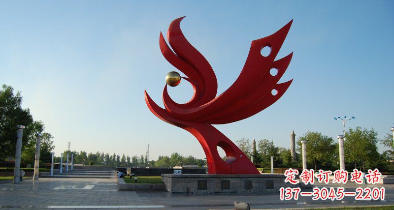 安阳公园不锈钢大型抽象凤凰雕塑