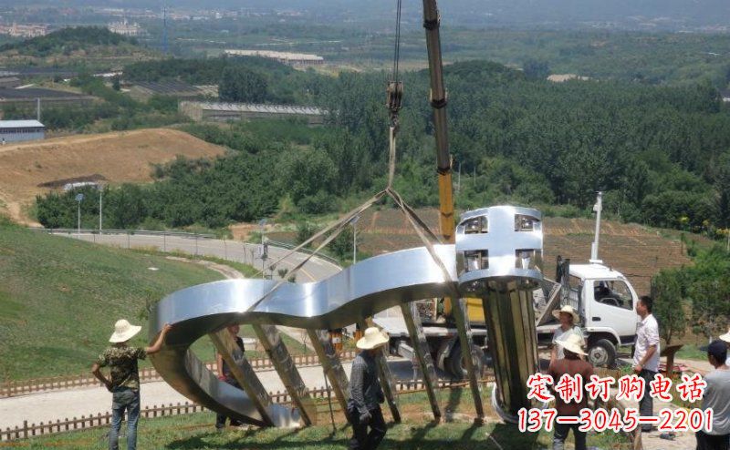 安阳公园不锈钢大型竖琴景观雕塑