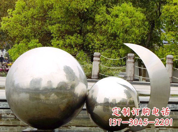 安阳公园不锈钢地球月亮雕塑