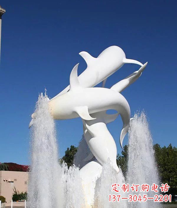 安阳公园不锈钢动物海豚雕塑