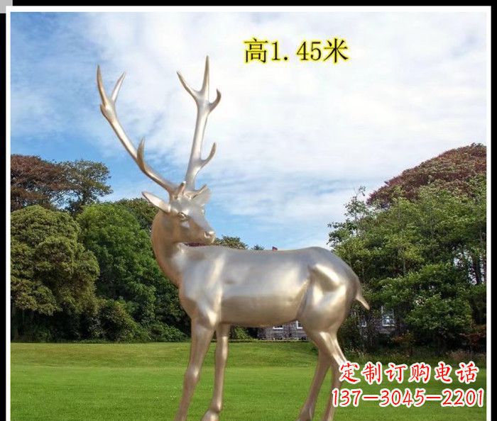 安阳公园不锈钢动物鹿雕塑1