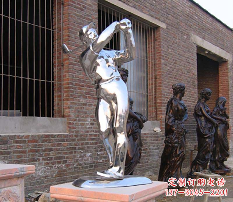 安阳公园不锈钢高尔夫运动雕塑