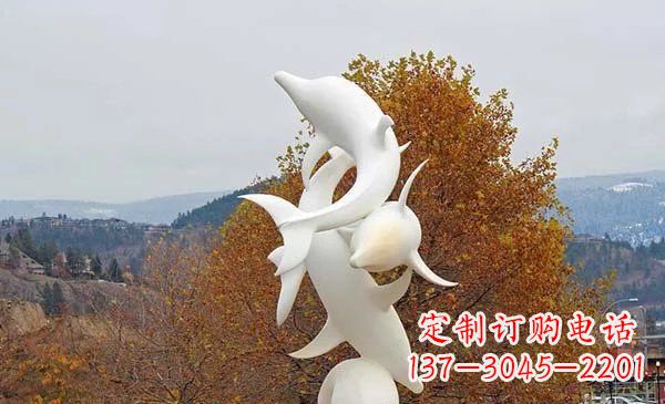 安阳公园不锈钢海豚动物雕塑