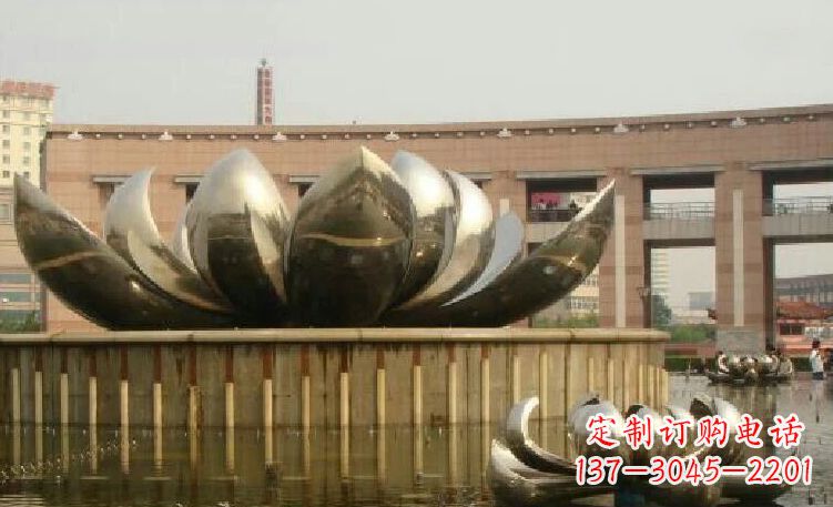安阳公园不锈钢荷花雕塑 (2)