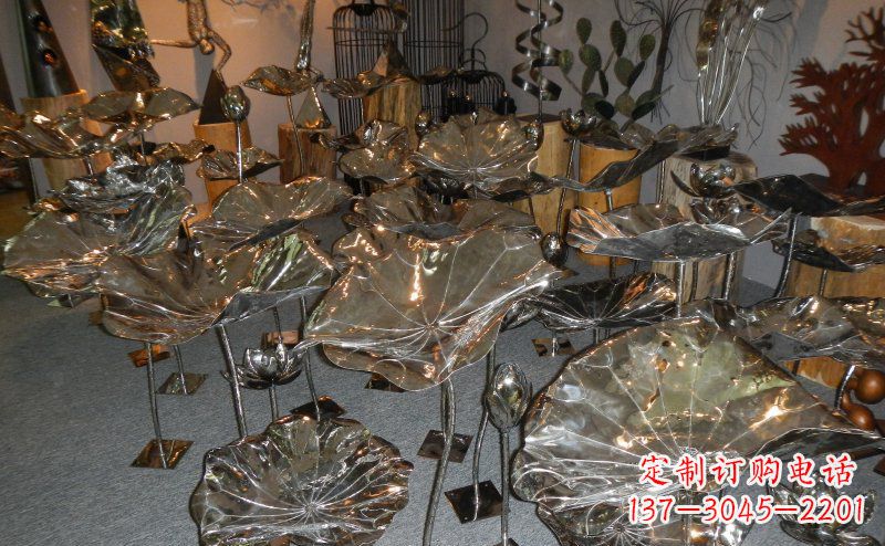 安阳公园不锈钢荷叶雕塑